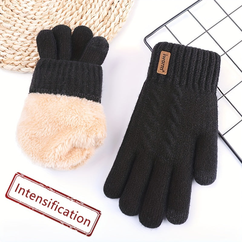 Men's Knitted Touch Screen Gloves with Fleece Lining