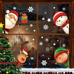 Christmas Snowflake Window Sticker Santa Reindeer Decal Decoration