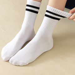 6 Pairs Striped Crew Socks Comfy & Breathable Sports Socks Women's Stockings