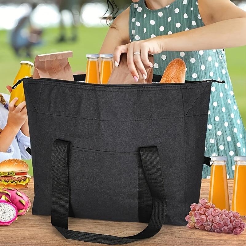 Large Capacity Insulated Picnic Basket Foldable Thickened Oxford Cloth Tote