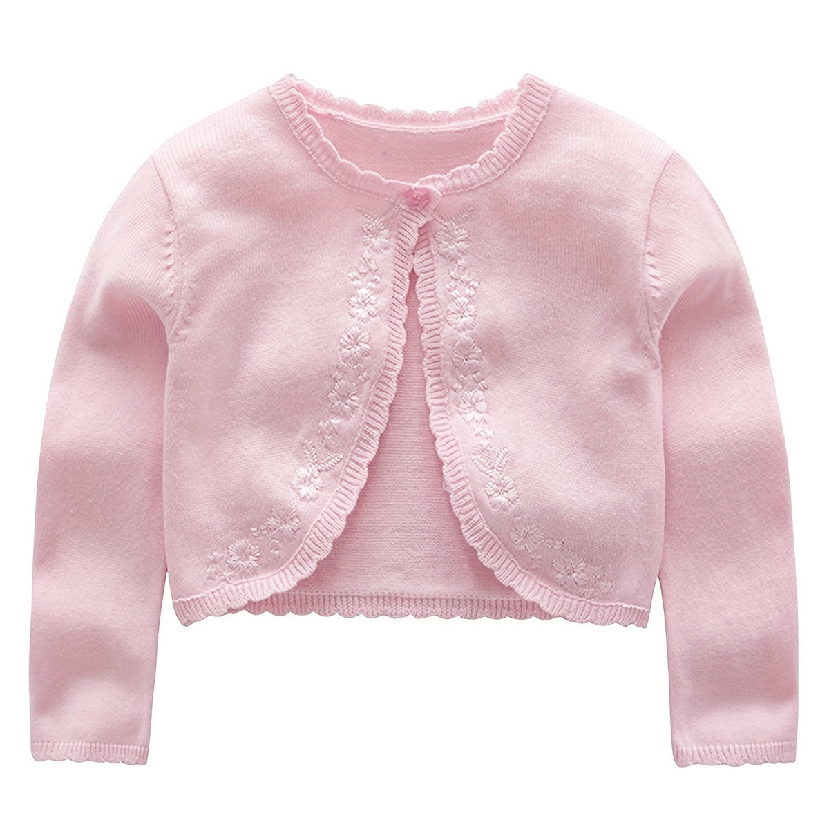 Baby Girls Floral Embroidery Knit Cardigan for Spring Autumn