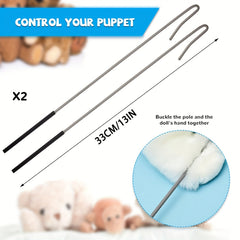 2pcs Puppet Rods Arm Control Rod Stainless Steel Accessory Stick Rubber Sleeve