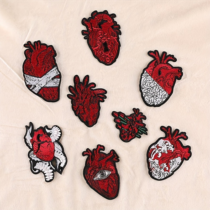 8pcs Heart DIY Patch for Clothes Backpack Hat Boys Accessorie