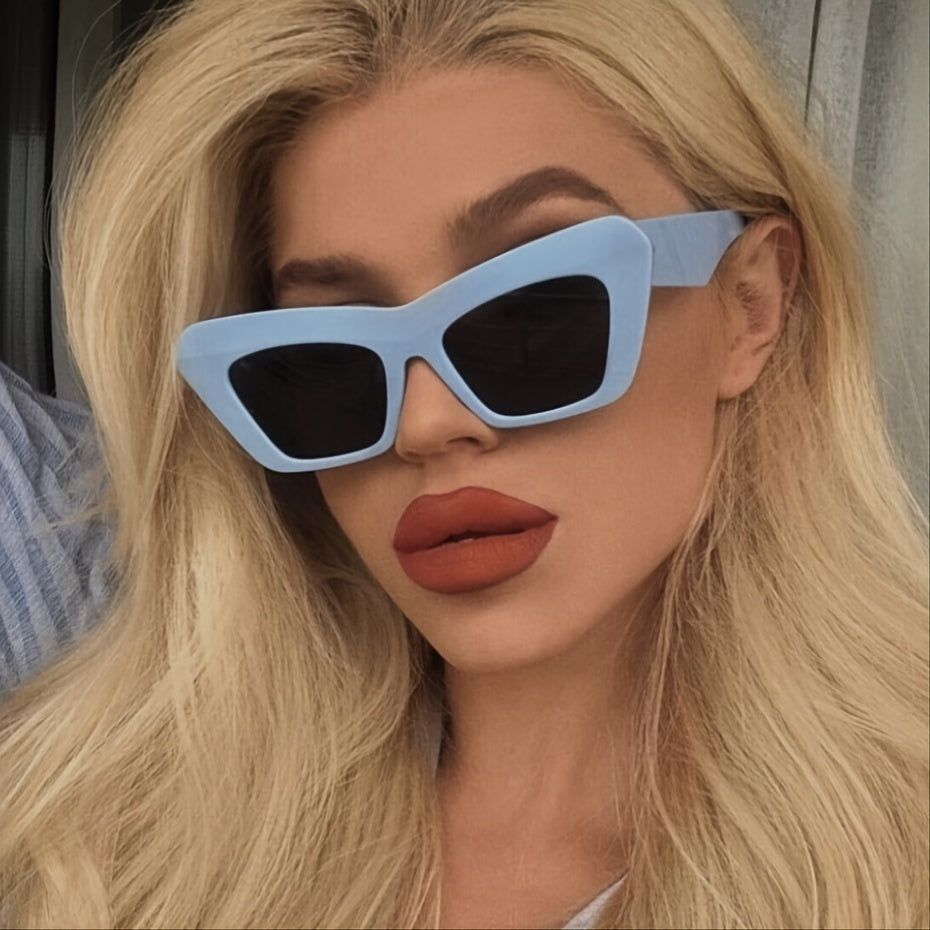 Cat Eye Wide Temple Sunglasses Triangle Glasses Hip Hop Sunglasses