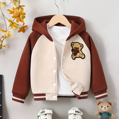 Boys Hooded Fleece Bear Print Jacket