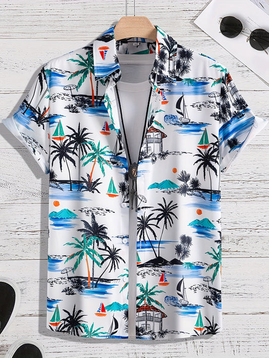 Men's Leaf Pattern Button Up Shirt