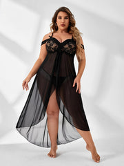  Lace Cold Shoulder Dress with Panty