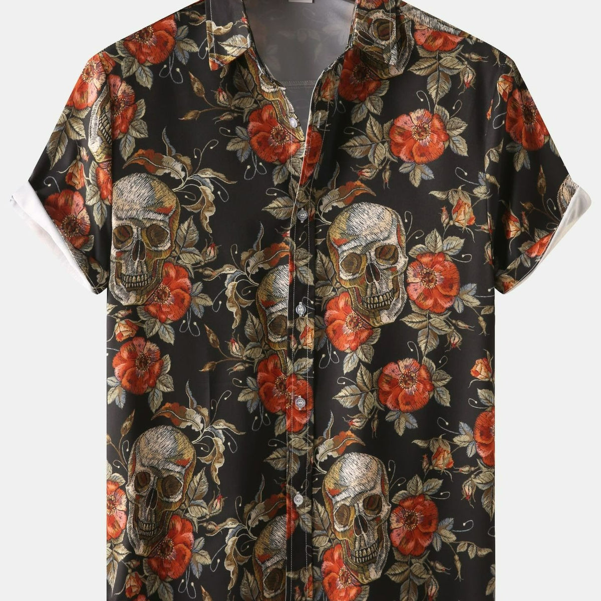 Autumn Men's Halloween Print Short Sleeve Shirt
