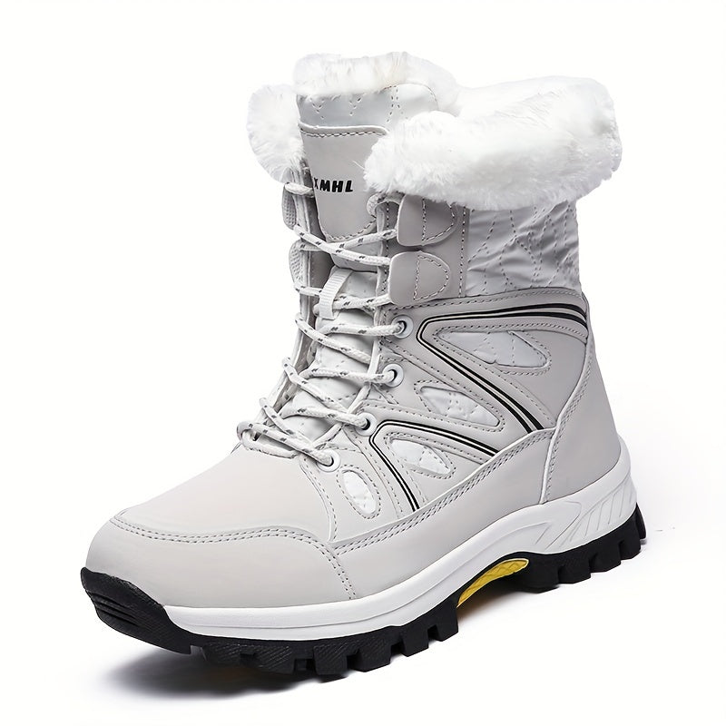 Faux Fur Lined Thermal Thick Sole Winter Boots Weather Resistance Snow Boots