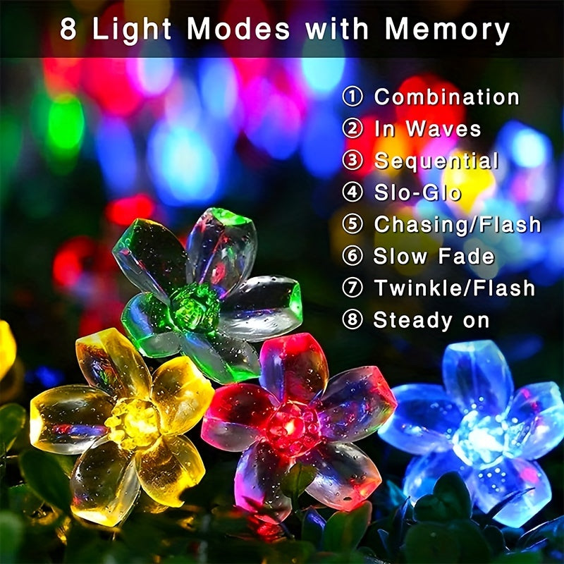 Solar Garden Light LED Flower Fairy String Lights Outdoor Christmas Lamp