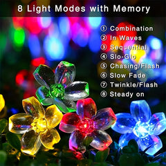 Solar Garden Light LED Flower Fairy String Lights Outdoor Christmas Lamp