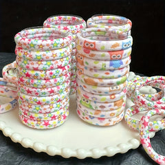 20pcs Cartoon Star Owl Printed Hair Tie Elastic Ponytail Holder Hair Accessories