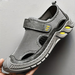 Men's Closed Toe Fisherman Sandals Breathable Beach Mesh Shoe Brown
