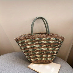 Straw Woven Tote Bag Large Beach Handbag for Travel & Shopping