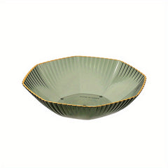 Transparent Serving Tray Golden Rim Fruit Basket