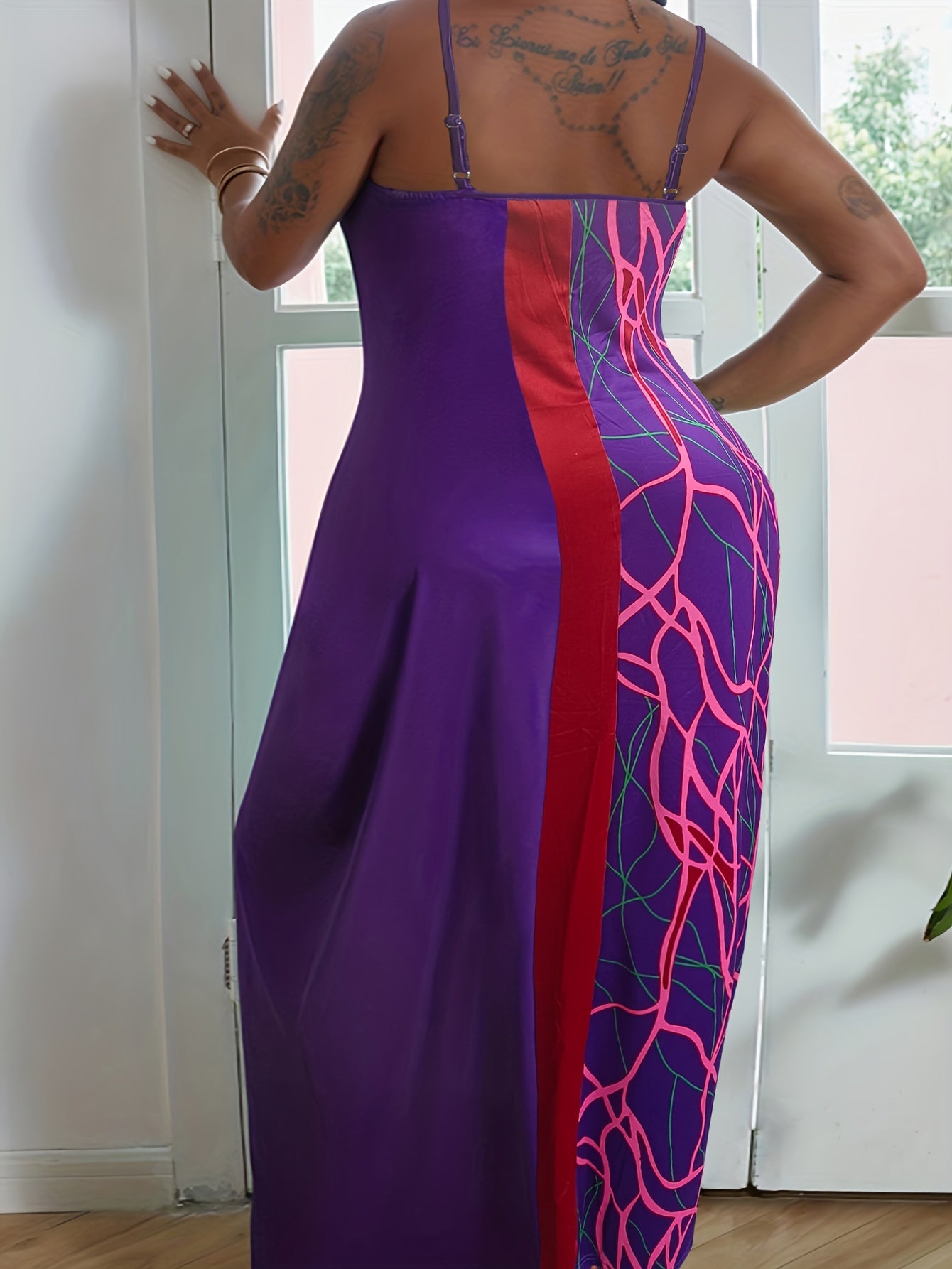  V Neck High Stretch Maxi Cami Dress