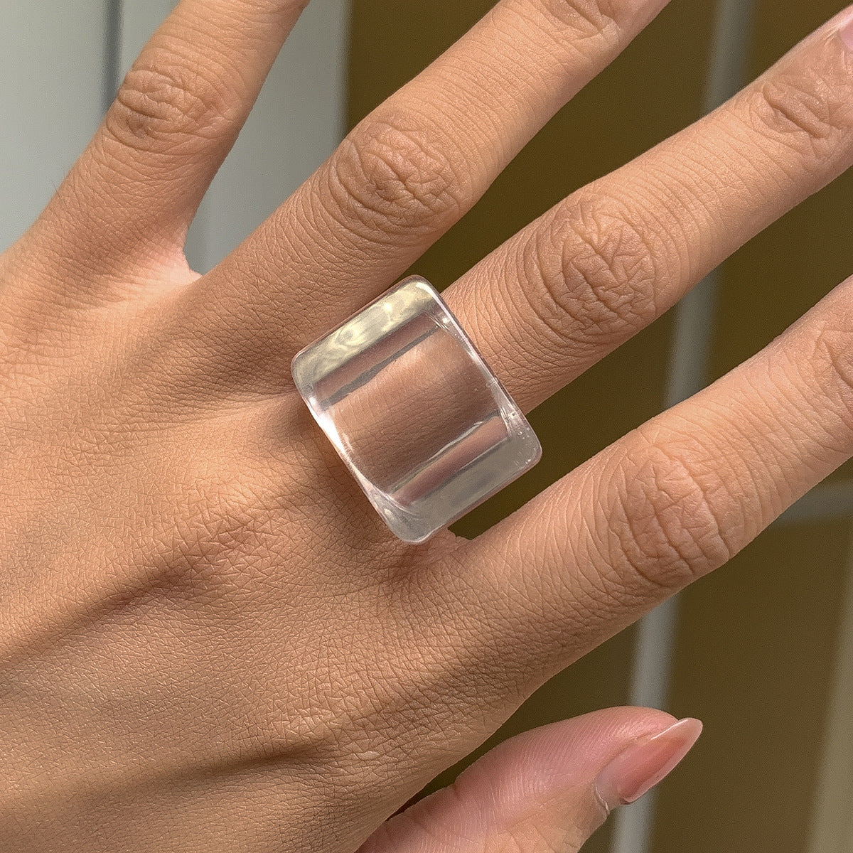 Colorful Square Resin Ring Chunky Stackable Joint Ring