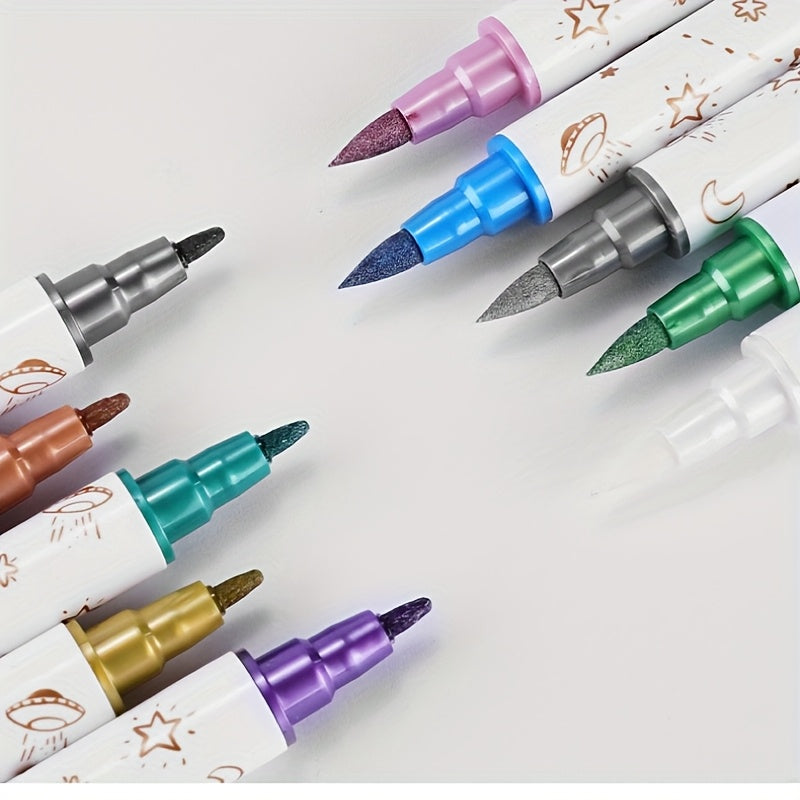 10pcs Dual Tip Glitter Pens Set - Ideal for DIY Journals & Artwork