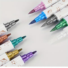 10pcs Dual Tip Glitter Pens Set - Ideal for DIY Journals & Artwork