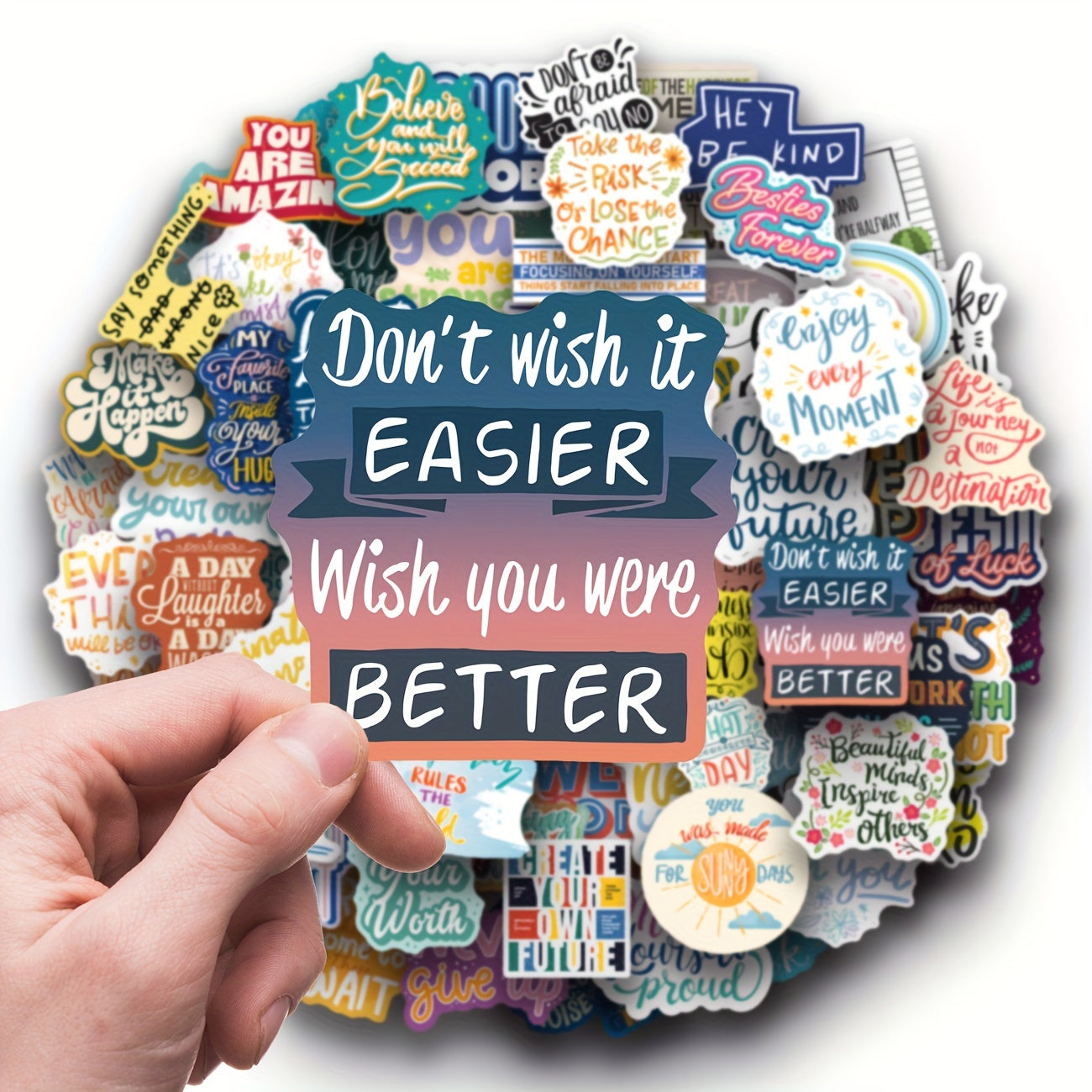 100pcs Motivational Stickers Pack - Positive Quotes Vinyl Stickers