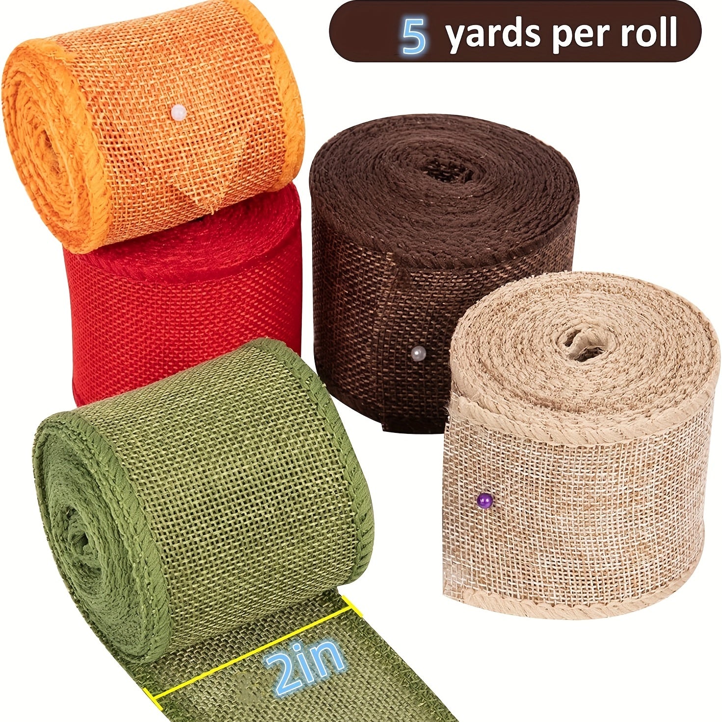 Burlap Wired Ribbon Rolls Natural Orange Brown Olive Green Jute for Crafts