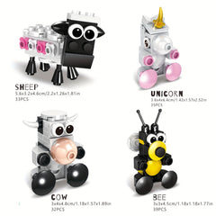 Small Animal Building Blocks for Kids - Cow Sheep Parrot Rooster