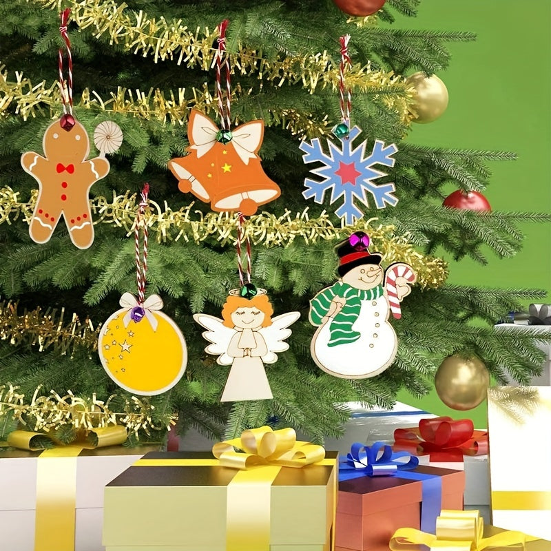 48pcs Christmas Wood Crafts Kit For Kids DIY Painting Crafts Party Favors