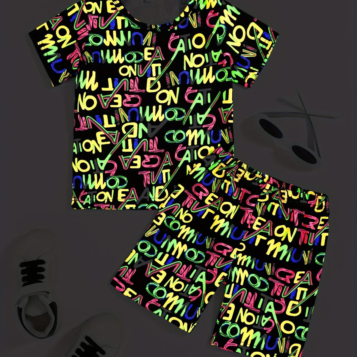 Toddler Boys Pullover & Graphic Shorts Set for Summer