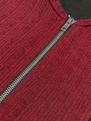  Colorblock Ribbed V Neck Zip Up Dress