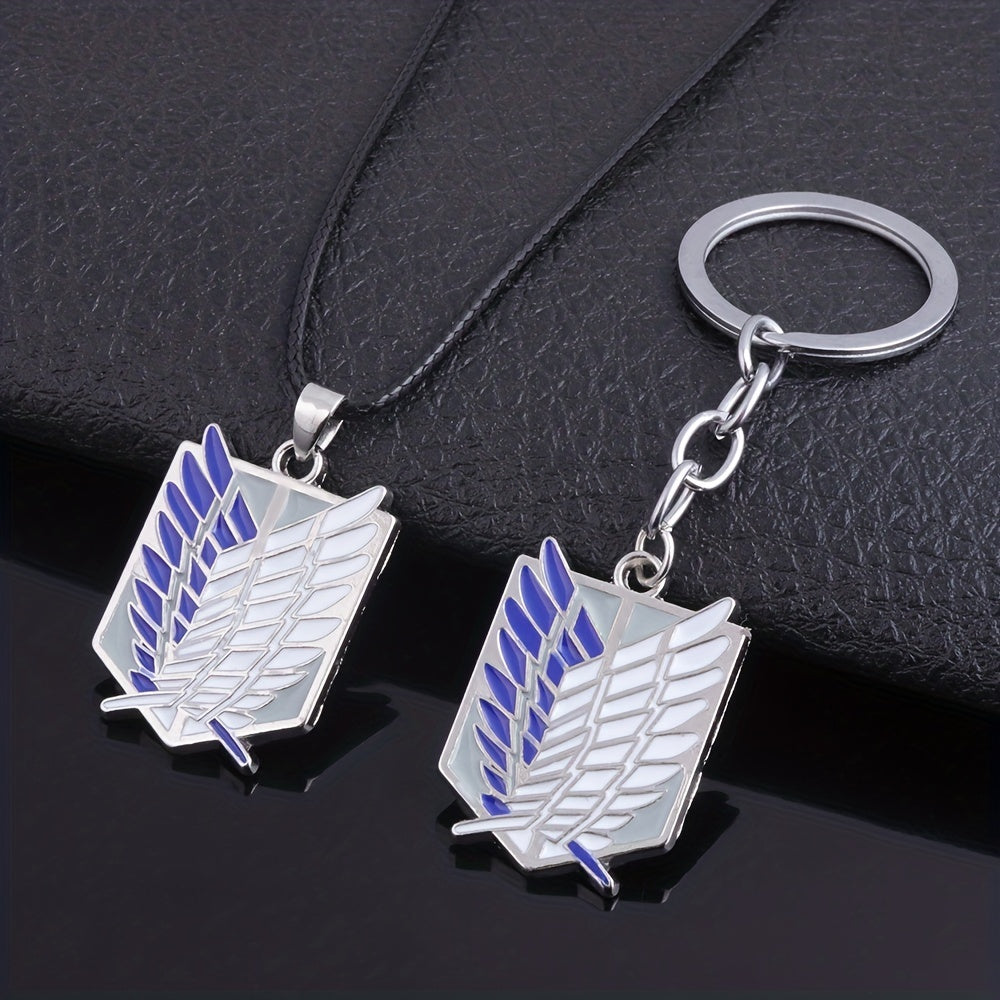 Anime Cartoon Wings Pattern Necklace Keychain Alloy Jewelry