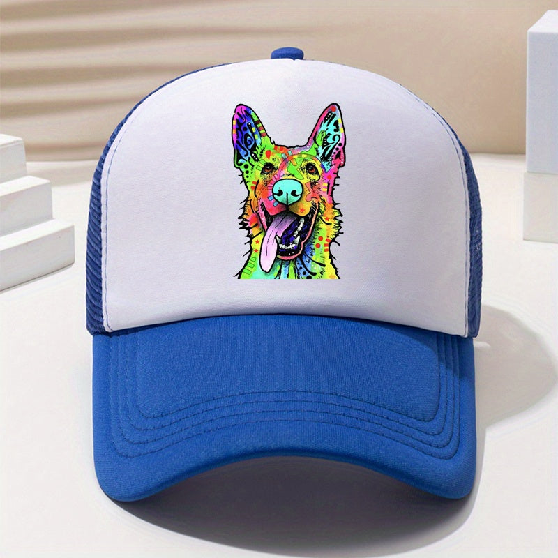 Y2K Rainbow Wolf Baseball Cap Mesh Trucker Dad Hat for Women