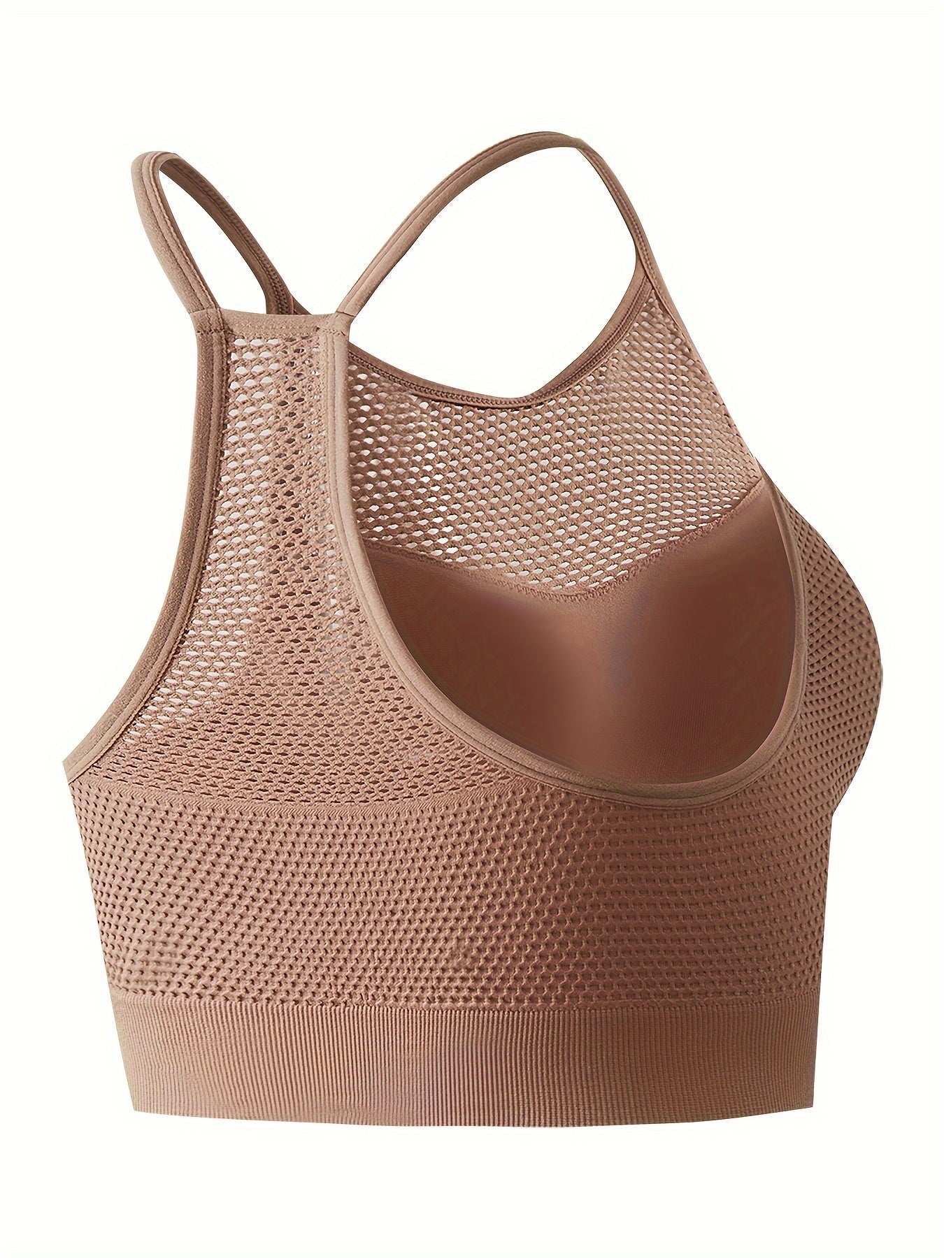  Sports Bra Women's Plus Hole Mesh Racer Back Shockproof Padded