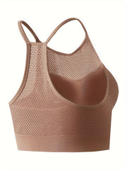  Sports Bra Women's Plus Hole Mesh Racer Back Shockproof Padded