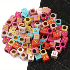 100pcs Mixed Acrylic Heart Letter Beads for DIY Jewelry Making
