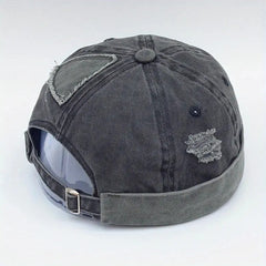 Vintage Distressed Docker Cap Unisex Skull Cap Adjustable Brimless Hat