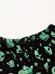Skull Print Sleep Bottoms Soft & Comfy Elastic Waistband Shorts