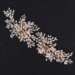Bridal Hair Comb Silver & Golden Rhinestone Crystal Wedding