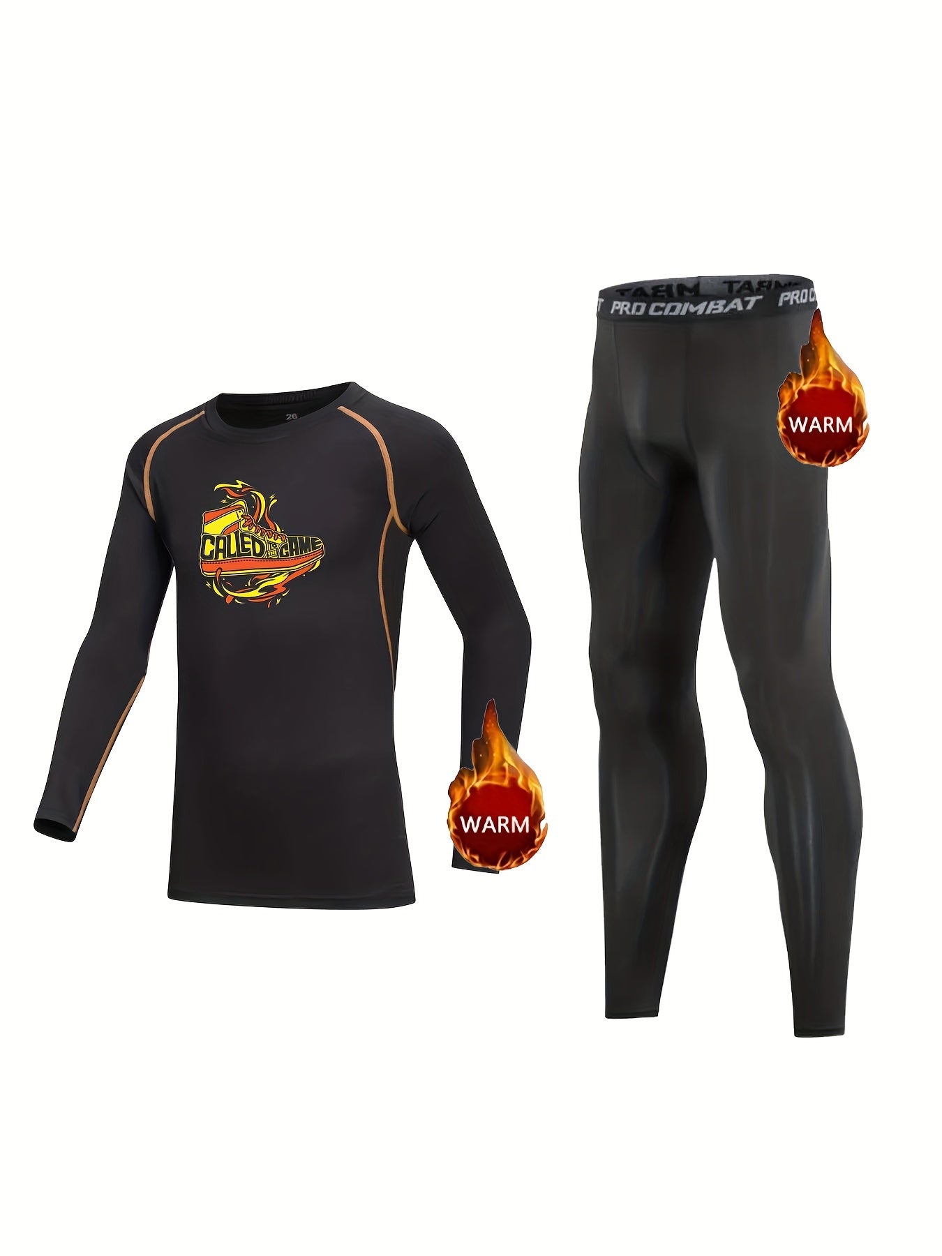 Kids Compression Fleece Sets Shoes Pattern Pullover & Pants