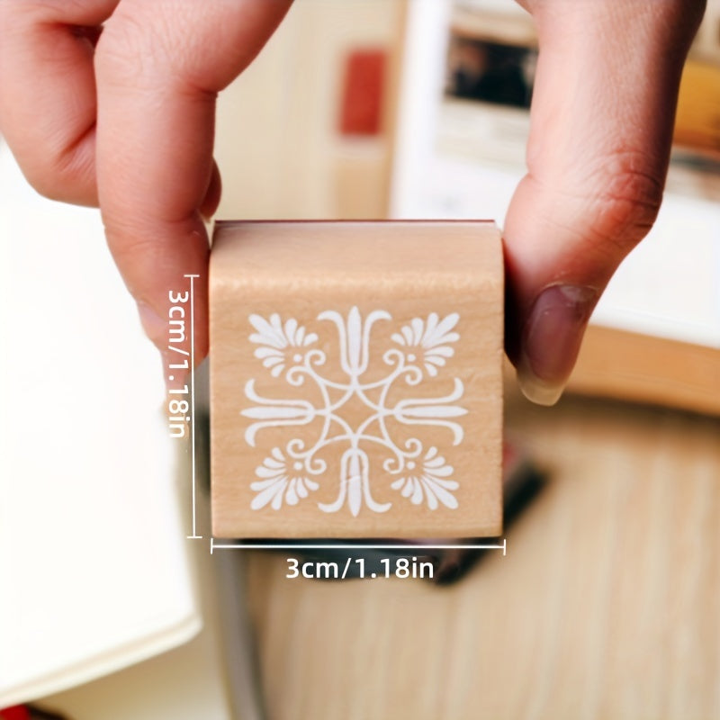 6pcs Floral Engraving Pattern Rubber Stamp for Scrapbooking DIY Craft
