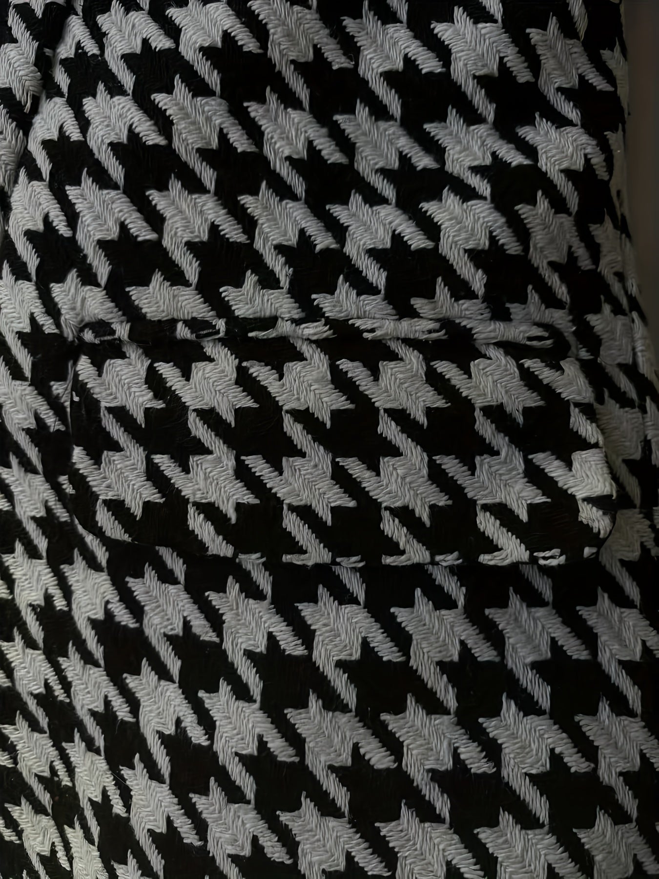 Colorblock Houndstooth Print Long Sleeve Blazer