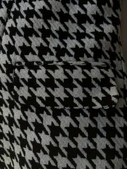 Colorblock Houndstooth Print Long Sleeve Blazer
