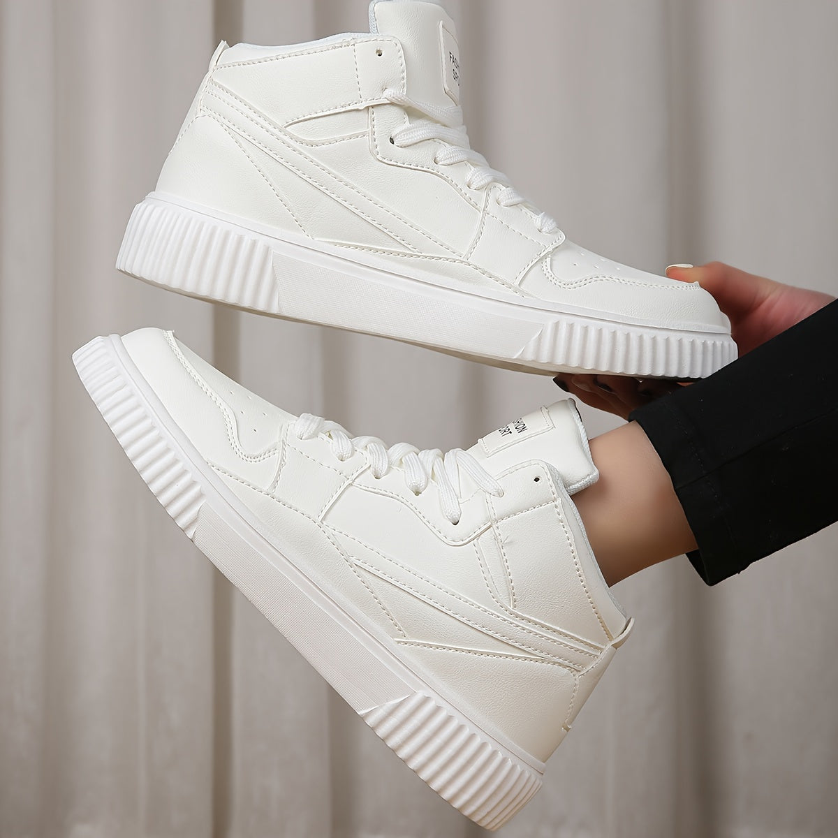 Faux Leather High Top Skate Shoes Casual Sneakers