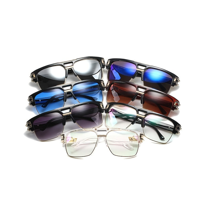 Square Frame Vintage Sunglasses Classic Metal Gradient Shades Sunglasses