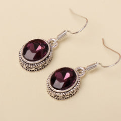 Ethnic Style Oval Glass Hook Earrings for Women