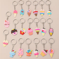 20pcs Cartoon Ice Cream Keychain Key Ring Purse Bag Backpack Car Charm