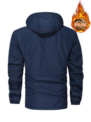 Men's Hooded Plush Windproof Warm Jacket for Autumn/Winter