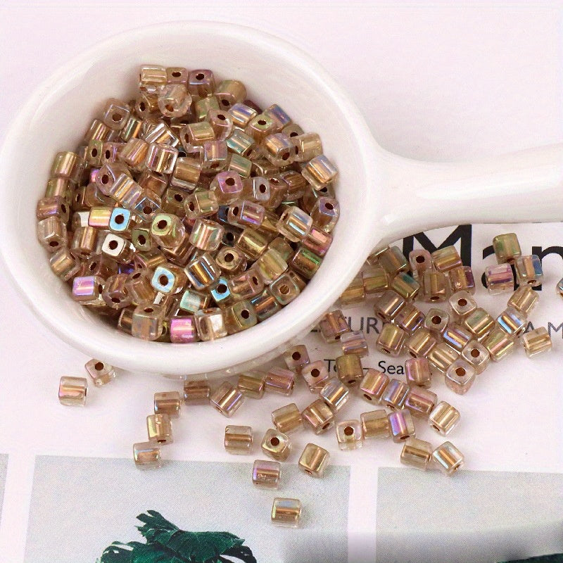88pcs 4mm Square Fantasy Dyed Heart Glass Beads for DIY Earrings Bracelet