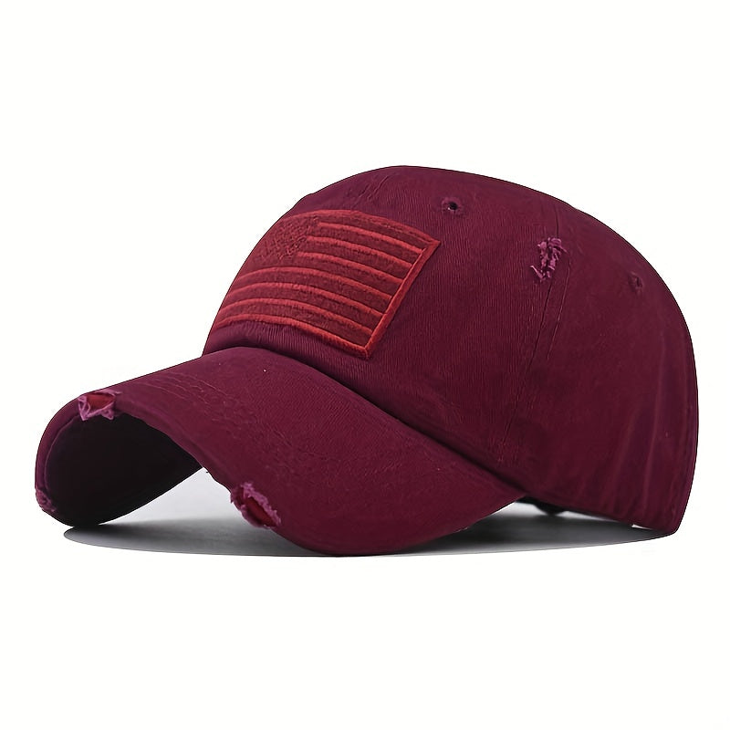 Ripped Sunshade National Flag Embroidery Baseball Cap