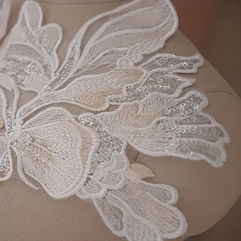 Champagne Wedding Dress Lace Embroidered Flower Patch Sticker