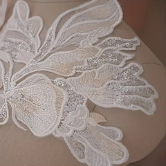 Champagne Wedding Dress Lace Embroidered Flower Patch Sticker